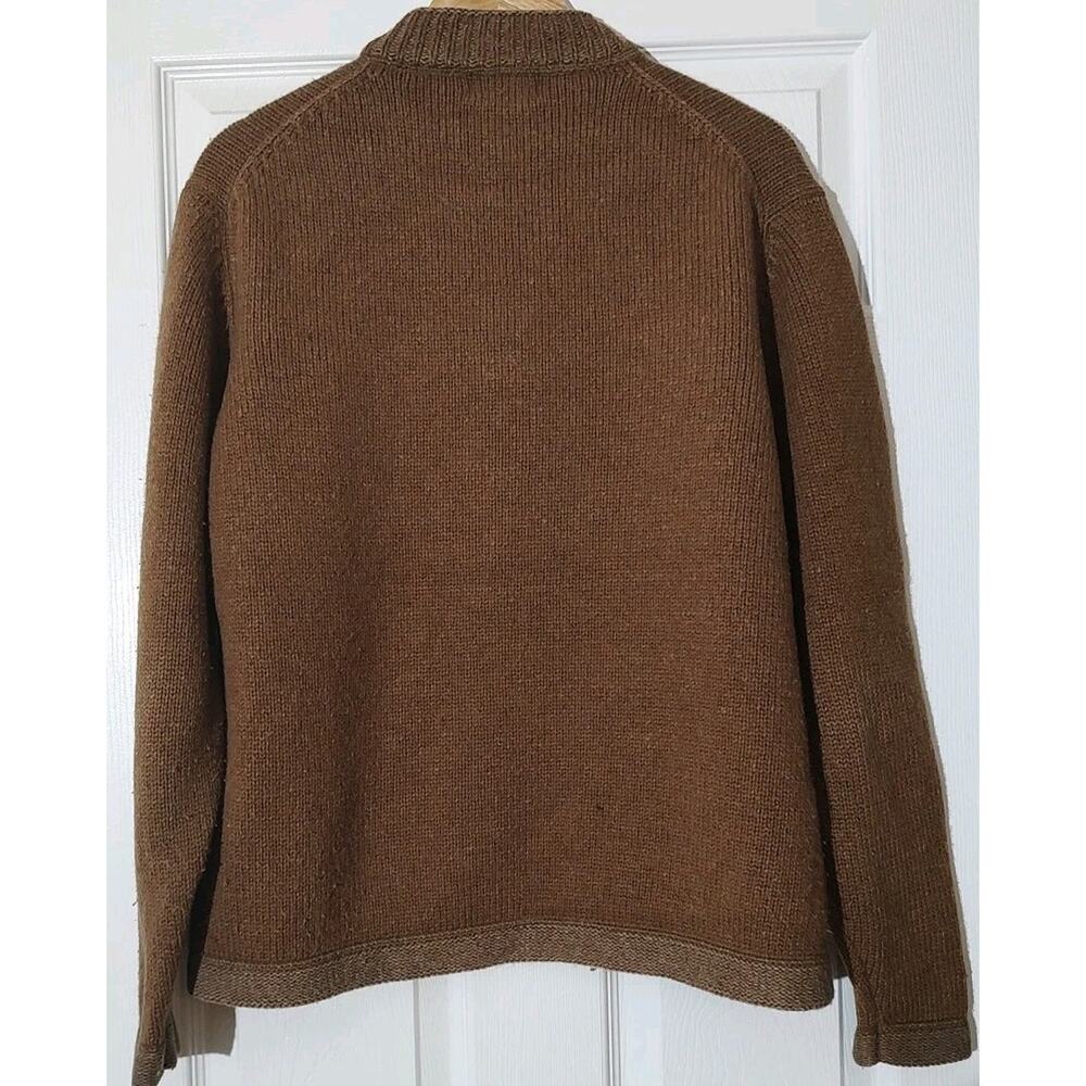 Men's WOOLRICH Quarter Zip Sweater Mock Neck 70% wool "Buckskin" - Large - Picture 4 of 8
